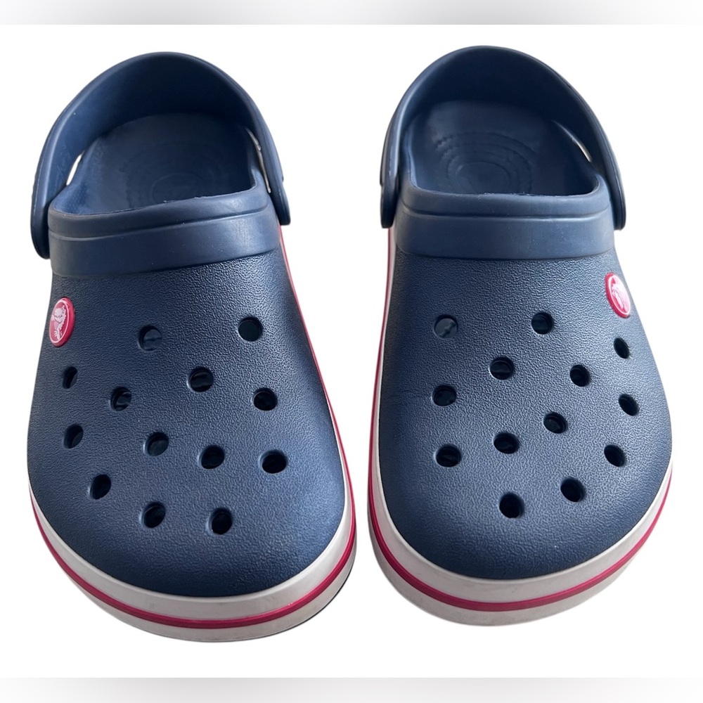 CROCS Kids Navy Blue with Pink Trim Water Shoes